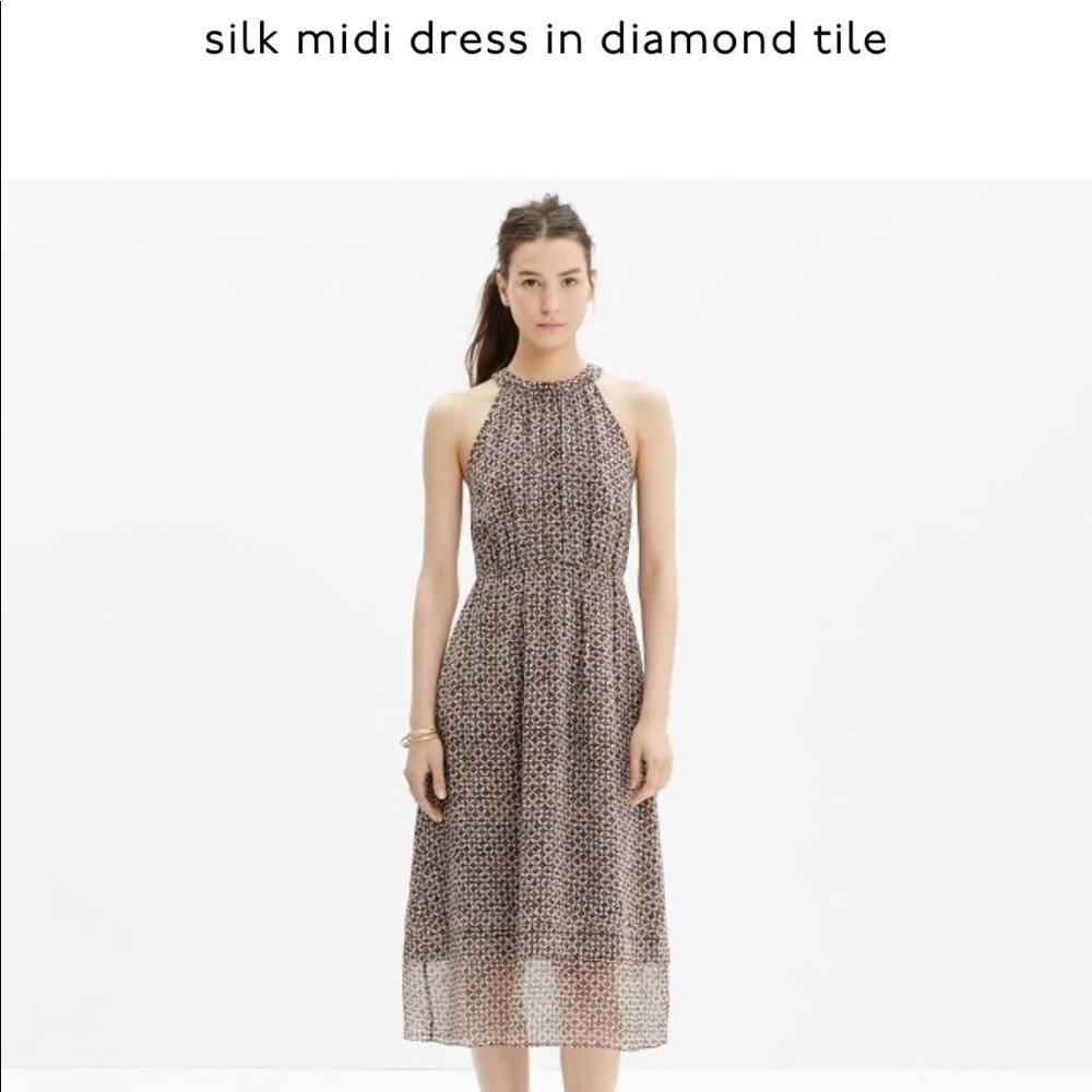 Madewell Silk Midi Dress in Diamond Tile